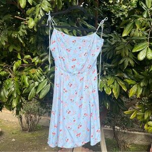 REFORMATION blue floral print sleeveless mini dress